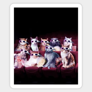 Cats With 3D Glasses Watching 3D Film Sticker